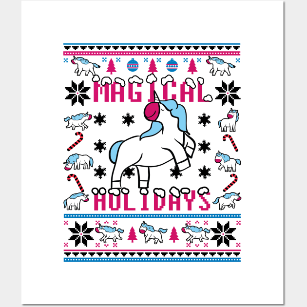 Funny Unicorn Lover Ugly Christmas Sweater Wall Art by KsuAnn